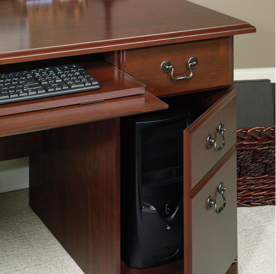 Classic Cherry Wood Executive Desk with Drawer and Filing Cabinet