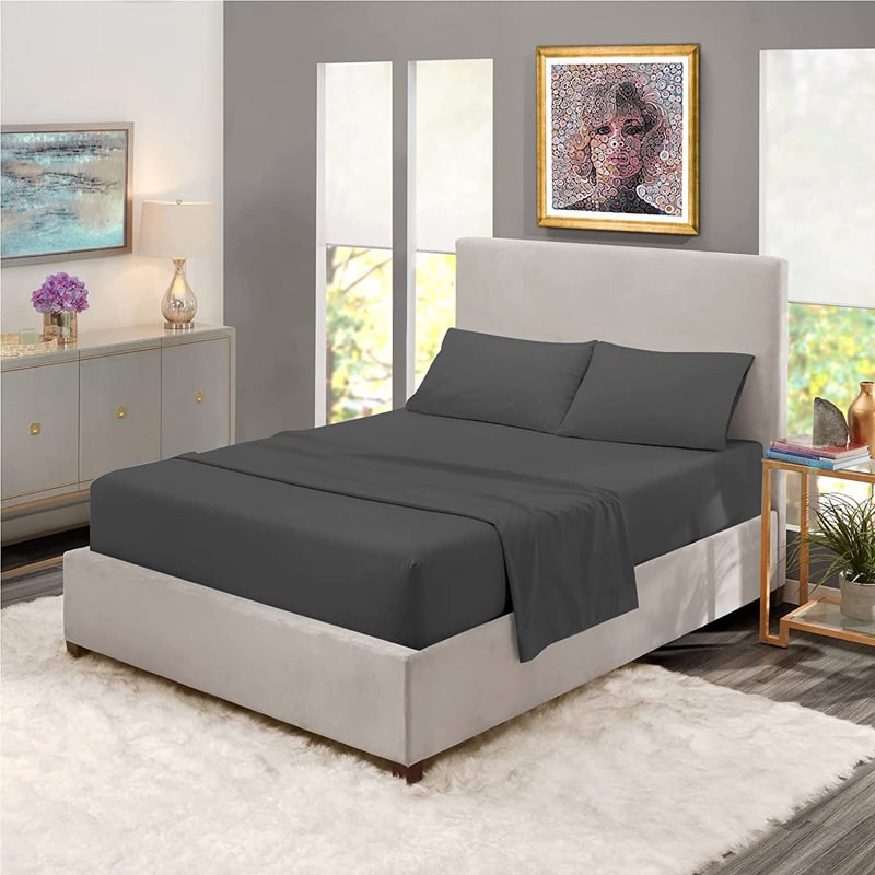 Lilyanah Microfiber 25cm Extra Deep Fitted Bed Sheets, Single (3'), Charcoal