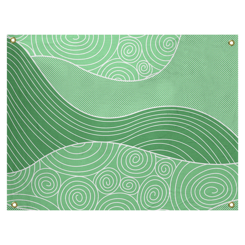 Tapisserie «Avicia Hand Drawn Waves» par Katelyn Elizabeth, H 54 po x l 63,5 po, Vert/blanc, Intérieur