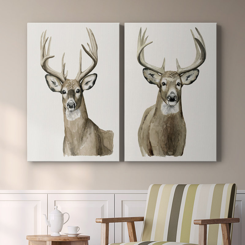 «Handsome Whitetail» - Toile tendue avec châssis de qualité supérieure - Prêt à être accroché, H 27 po x l 36 po
