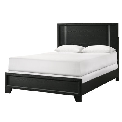 Queen Size Contemporary 1Pc Panel Bed With Wood And Charcoal Finish, Bedroom Piece, 99 Lb, 84.49" X 61.88" 54"H, Box Spring Required Finish Of Configuration, Veneer Solids For Bedroom, Deep, Wide,
