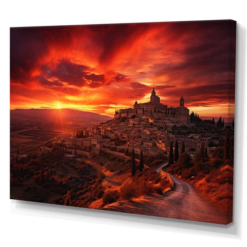 Kokou, Espagne, lever de soleil sur toile, H 16 po x l 32 po x P 1 po, Toile tendue