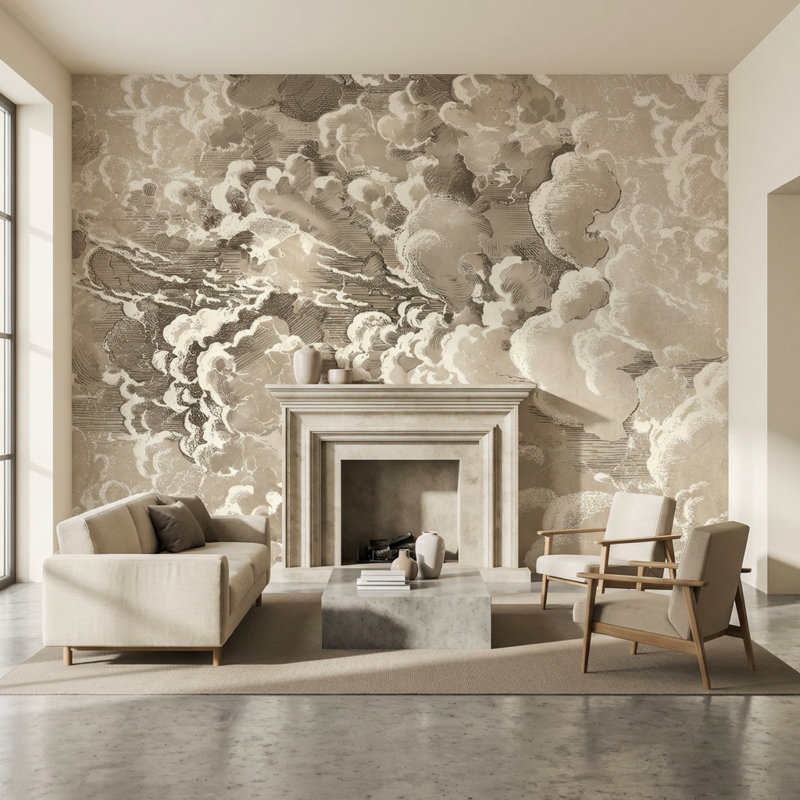 Papier peint décoratif abstrait nuage abstrait, Peler et coller, 200 po x 120 po