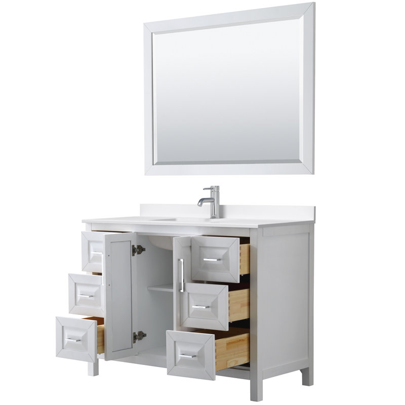 Daria 48'' W Vanity, Polished Chrome, White, White Quartz