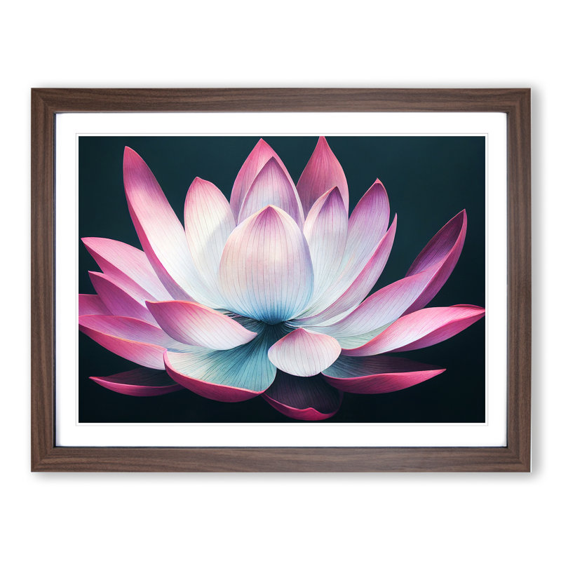 Excellent Lotus Flower 1 Piece Single Picture Frame Wall Art, 25cm H x 34cm W x 2cm D, Walnut