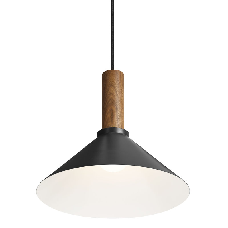 Emblem 1 - Light Pendant, 12" H x 14" W x 14" D, Black, Walnut