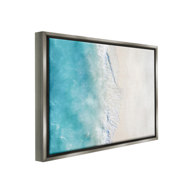 "Vue aérienne de la plage" par Sissi et Seb sur toile, Cadre flottant gris lustré, H 25 po x l 31 po