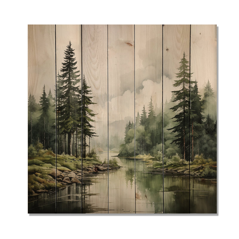 Karinthia Pine Tree Silent Wilderness sur impression sur bois, H 25 po x l 25 po x P 0,78 po
