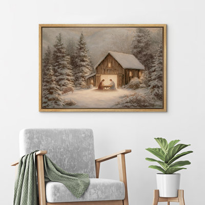 Christmas Nativity Snow Scene Bedroom Wall Decor Holy Family Canvas Art Framed Canvas Master Bedroom Wall Art Work Print