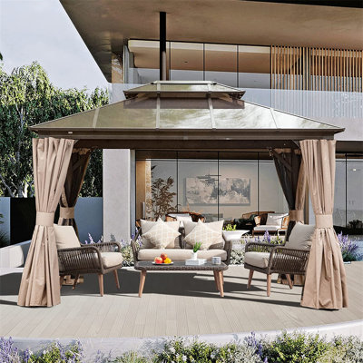 Abri de jardin pour patio en métal en aluminium mesurant l 16 pi x P 12 pi