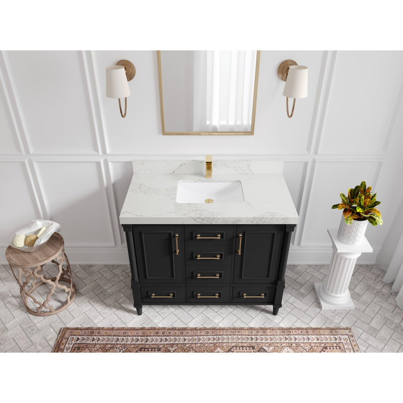 Aberdeen 42'' Single Bathroom Vanity with Top, Calacatta Nuvo