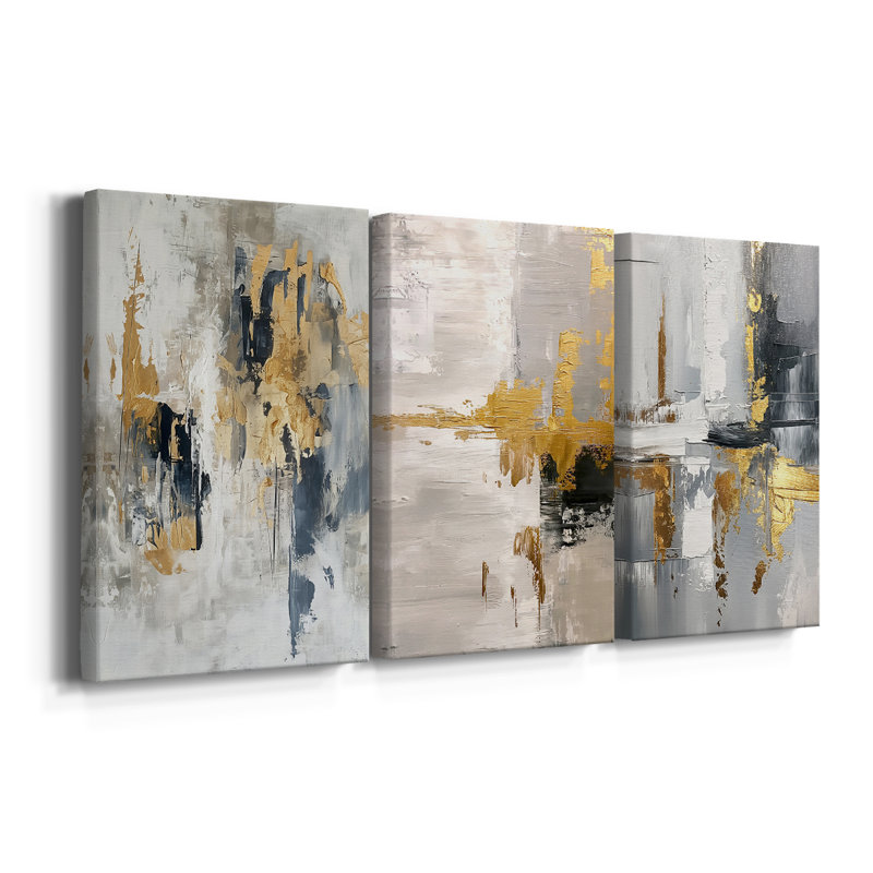 ABSTRACT Series CDXC  -Custom Wrapped Gallery Canvas - 3 Pieces, 27" H x 54" W