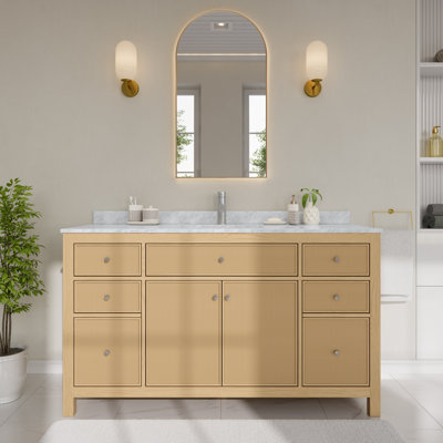 Ensemble de meuble-lavabo simple autoportant 48 po avec plateau en marbre Pendry