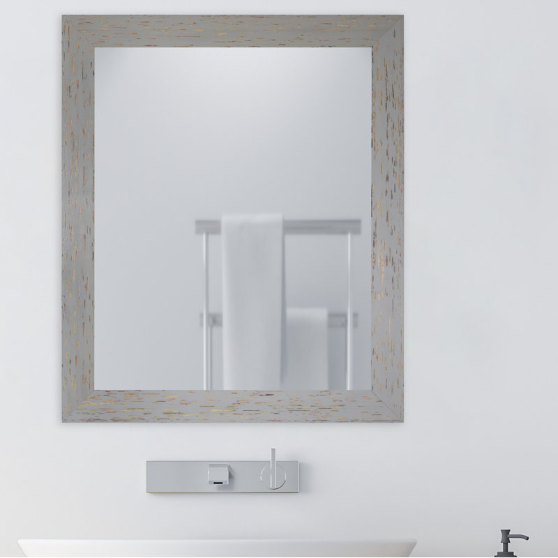 Miroir de salle de bain Uecker, H 35 po x l 29 po, Gris/rouge