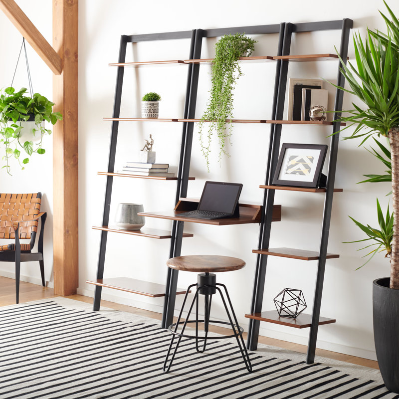 Joe Ladder Bookcase, Honey Brown/Charcoal, 76" H x 17" W x 14" D