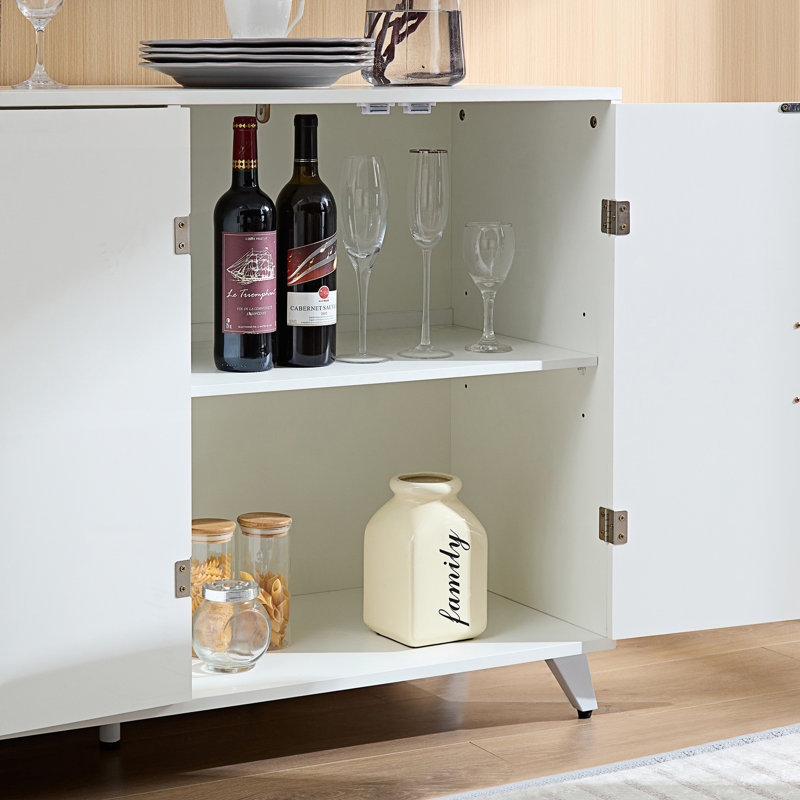 Armoire d'appoint 4 portes avec tablettes amovibles, armoire d'entrée
