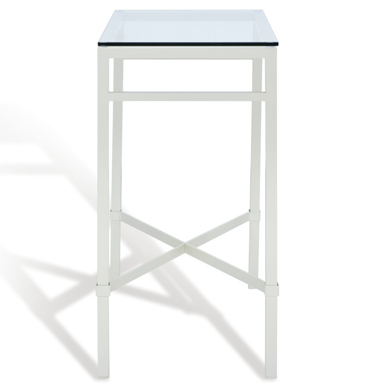 Vera Glass End Table, White