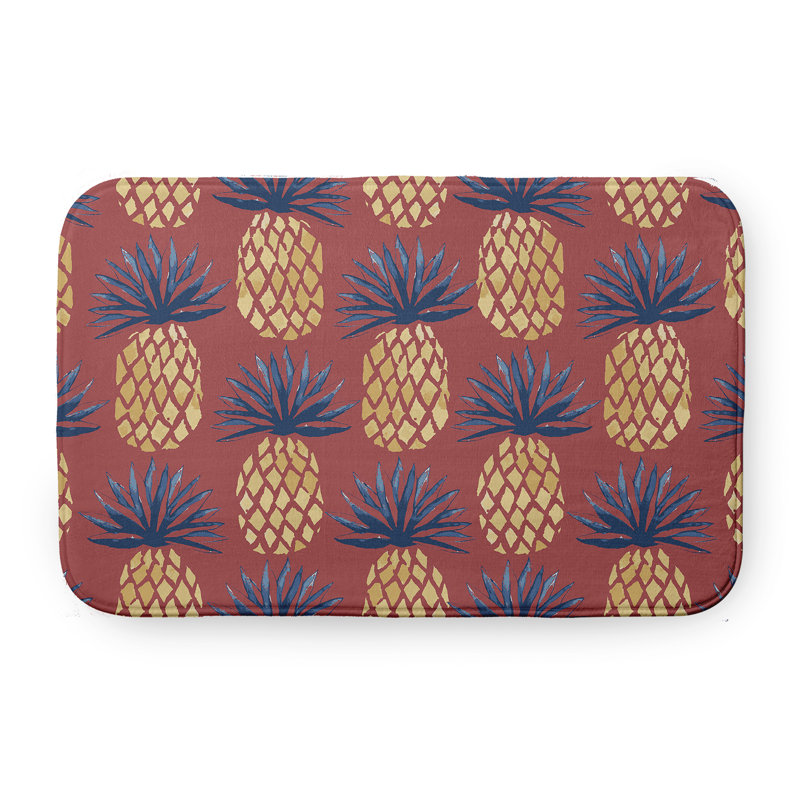 Tapis de bain Pineapple, L 17 po x L 24 po, Rouge