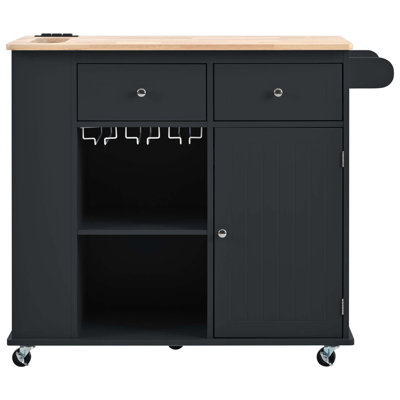 Versatile Kitchen Island With Power Outlet, Drop Leaf, Open Storage, Wine Rack & Adjustable Shelves For Enhanced Functionality