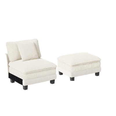 Upholstered Accent Chair with Footstool