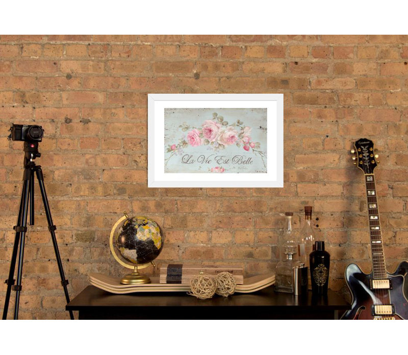 «Life Is Beautiful» par Debi Coules - impression sur papier, H 16 po x l 24 po x p 1 po, Papier encadré blanc