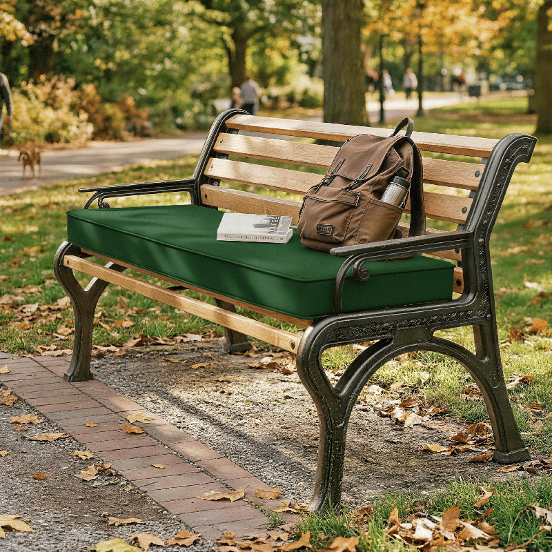 Coussin de banc antidérapant de 3 po d'épaisseur pour une utilisation intérieure et extérieure, l 60 po x P 18 po, Vert forêt