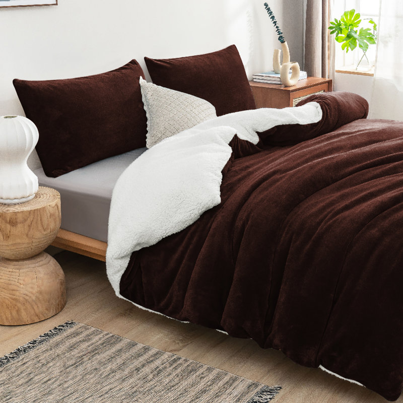 Joyan Extra Soft Sherpa Fleece Dual Sided Blanket, Coffee, Super King