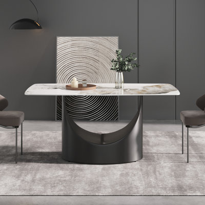Aliyas 63" & 70.87" Stone Pedestal Dining Table