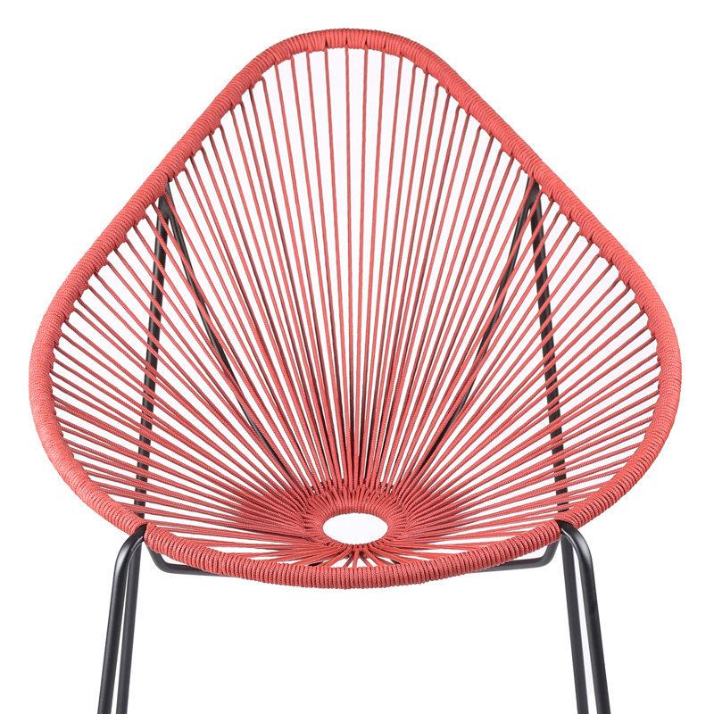 Méridienne de patio moderne en acier durable, utilisation à l'extérieur avec corde rouge