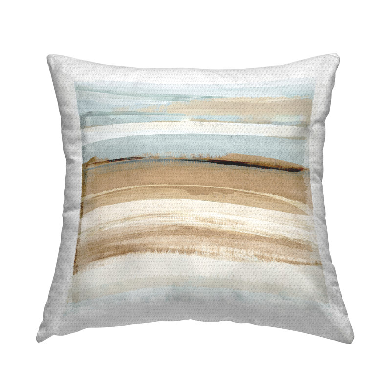 Coussin d'extérieur à imprimé paysage d'hiver Winter Sands par Flora Kouta