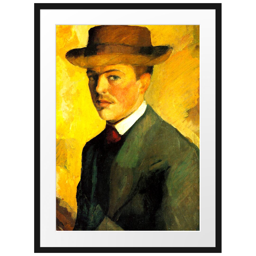 Gerahmter Kunstdruck Self Portrait with Hat von August Macke