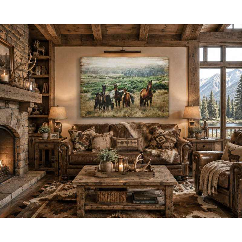 Horse in Wild - reproduction sur toile tendue, 36" H x 48" W x 1.5" D