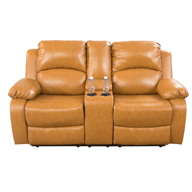 Canapé inclinable 69 po en cuir Vegan, Similicuir gingembre