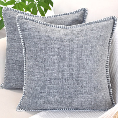 Soft Chenille Throw Pillow Covers With Stitched Edge