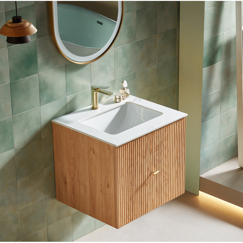 Marckese 30" Natural Oak With White Countertop, White, Natural Oak