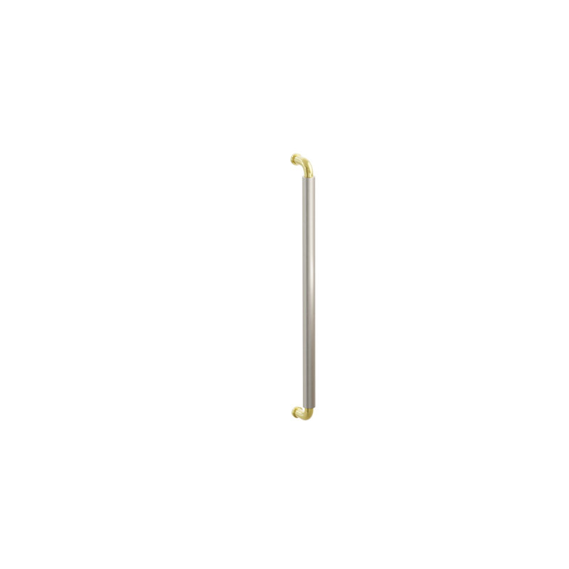 Emtek Glass Back to Back SELECT Appliance Pull 18" R-Bar Smooth Bar, Unlacquered Brass/Satin Nickel