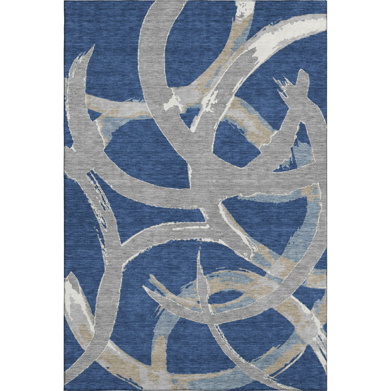 Premium Machine Washable Magaw AMF1022 Circles Rug, Rectangle 10 pi x 14 pi