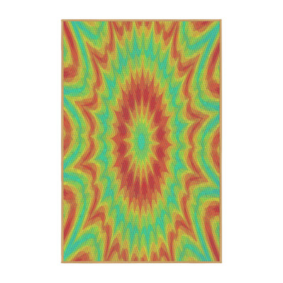 Tapis vert/orange tissé à la machine