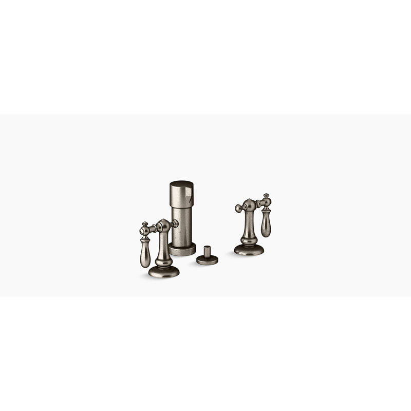 Artifacts Widespread Bidet Faucet with Swing Lever Handles, Vintage Nickel