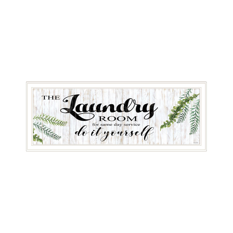 The Laundry Room, reproduction d'art sur bois, Cadre blanc et or