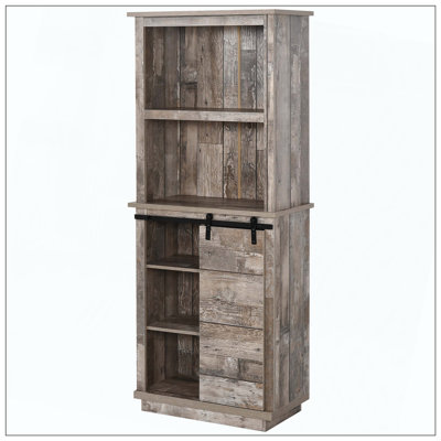 Freestanding Rustic Kitchen Buffet With Hutch, Pantry Storage Cabinet With Sliding Barn Door, Adjustable Shelf, Vintage by Ophelia & Co.