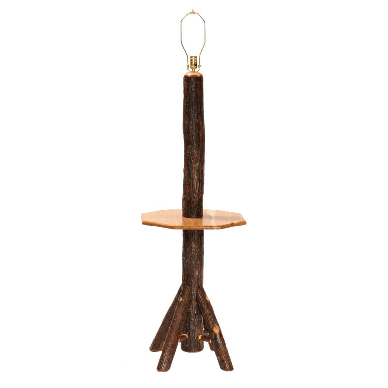 Fireside Lodge Hickory Log Floor Lamp without Lamp Shade - with Shelf - Espresso, Espreso
