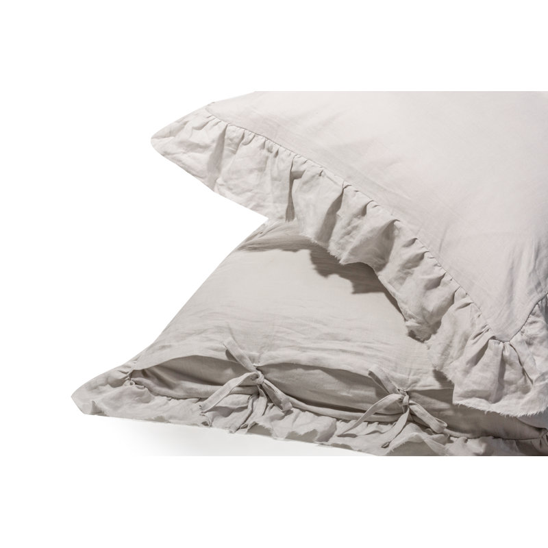  Stone Washed Linen Euro Shams, 26"x26", Silver Gray