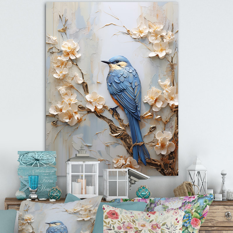 «Birds Of Paradise And Flowers Simplicity II», reproduction d'art sur toile, H 40 po x l 30 po, Toile tendue