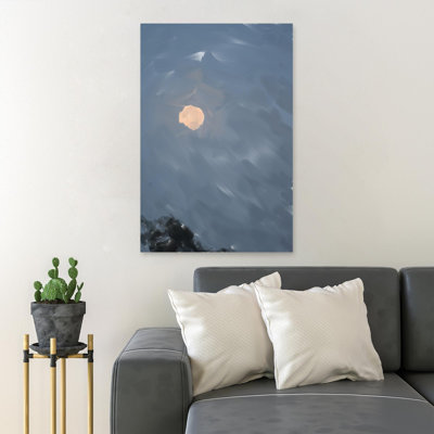 Lune et ciel bleu, impression sur toile tendue