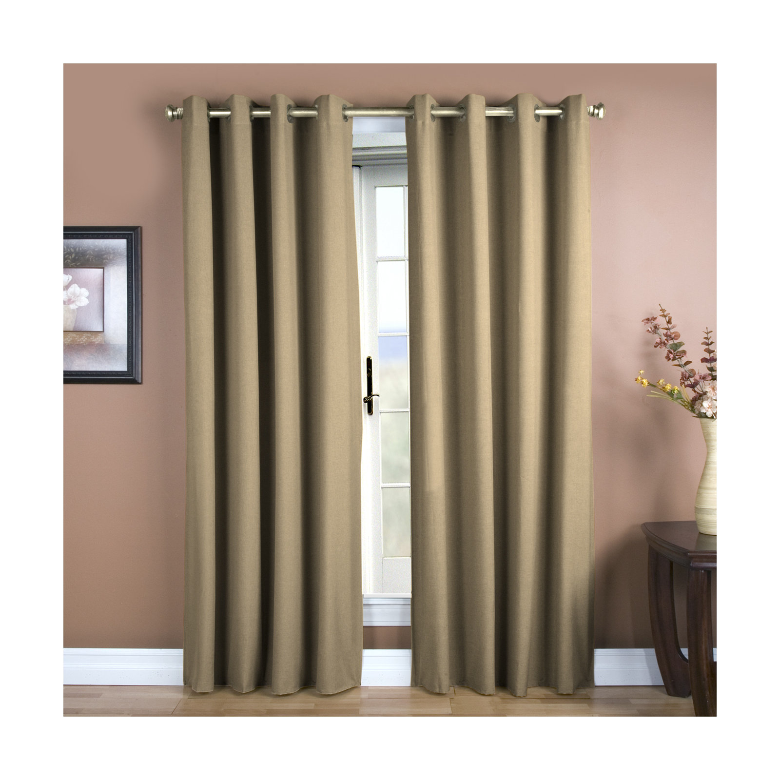 Lakeland Classic Solid Semi-Sheer Grommet Single Curtain Panel in Bold Colors & Sizes, Harvest, 56" W x 63" L