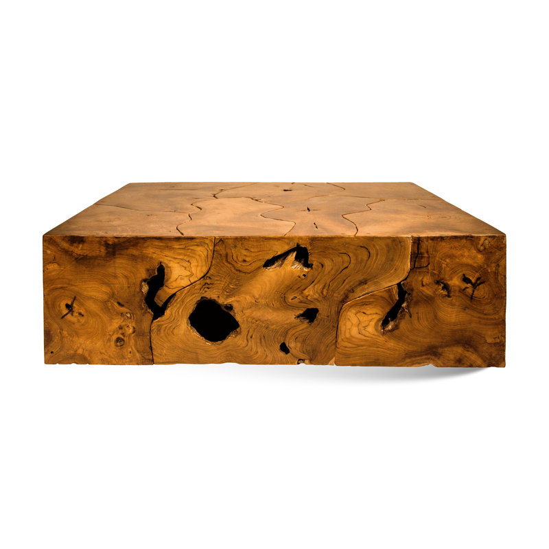 Slice Solid Wood Single Coffee Table, 16" H x 39" L x 39" W