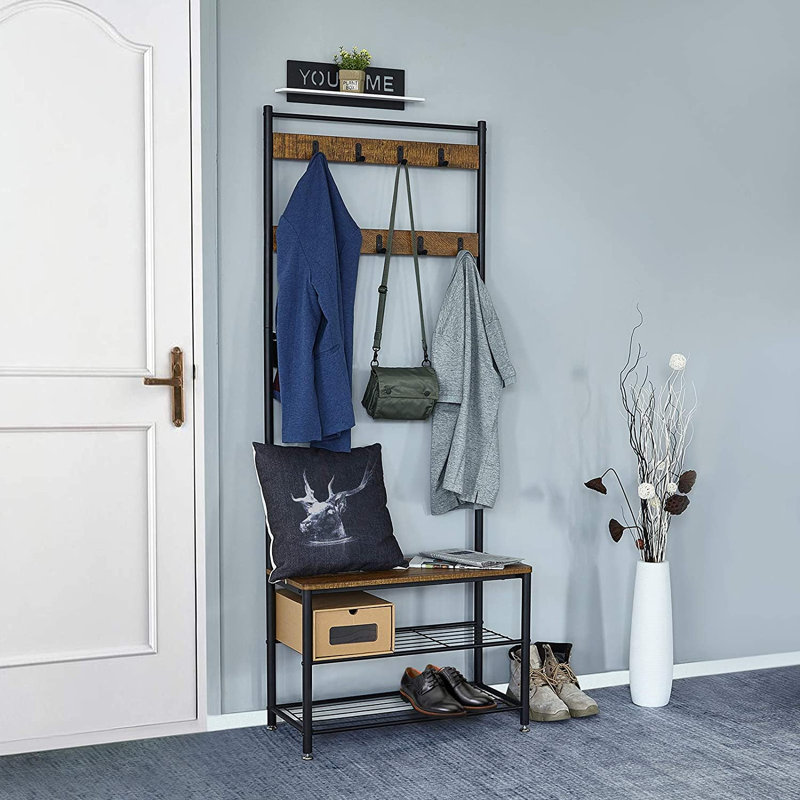 Allenton Hall Tree 70cm Wide with Bench and Shoe Storage, Brown/Black