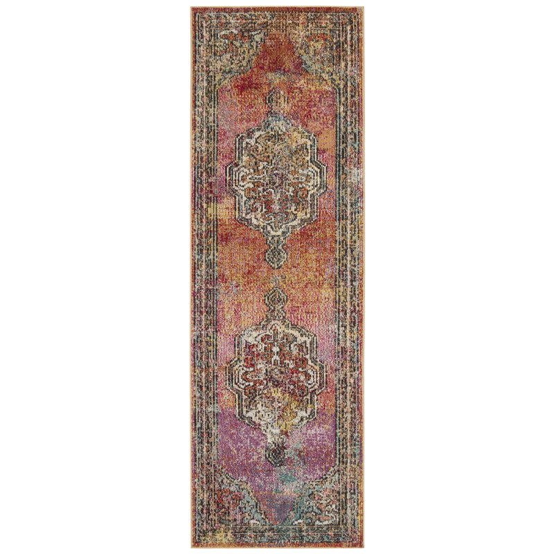 Gulshan Orange/Light Blue Rug, Runner 66 x 213 cm