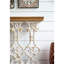 Console en bois brun de style rétro avec base complexe, surface de 32,3 po x 32 po et surface fonctionnelle de 32,3 po